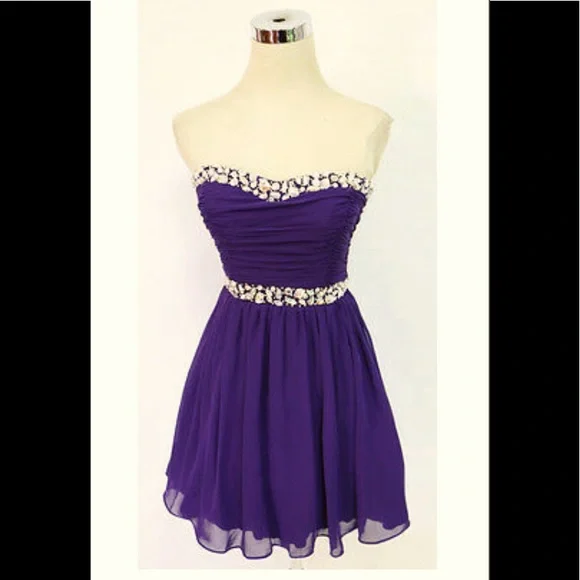 Windsor Dresses | Windsor Sequins Rhinestones Strapless Purple Dress Size 7 | Color: Purple/Silver | Size: 7j | Astragarden11'S Closet